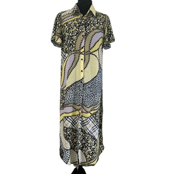 New York Printed Button Side High Slit Down Tunic Top(Size Small) - Picture 2 of 8